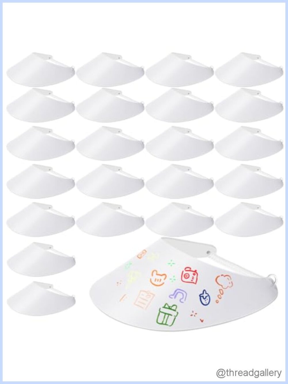 White Foam Visors Adjustable Coil Band
